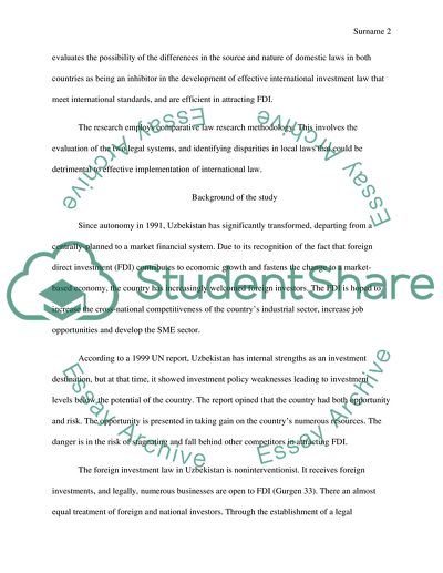 The Implementation of International Legal Standards in the Investment Legislation of Uzbekistan
