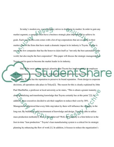 Strategic plan for one of the companies listed on Forbes International Top Ten list