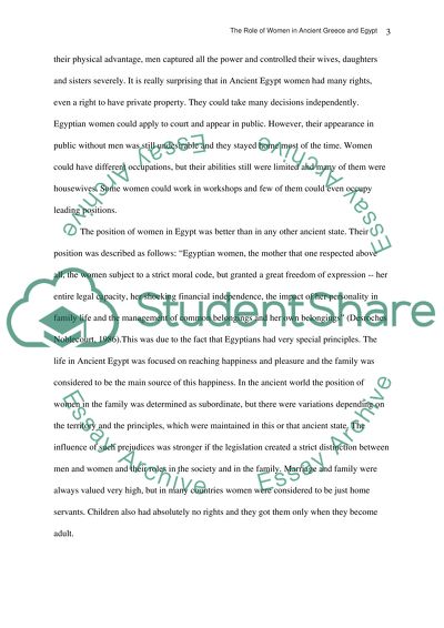 The Role of Women in Ancient Greece and Egypt