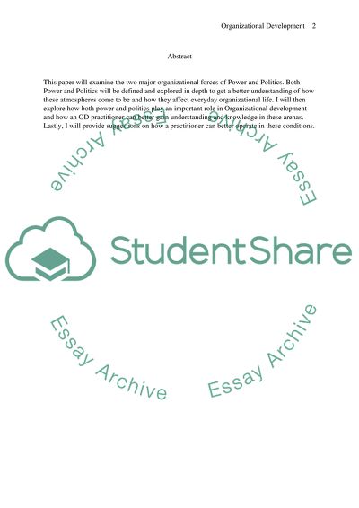 Power and Politics in Organizational Development