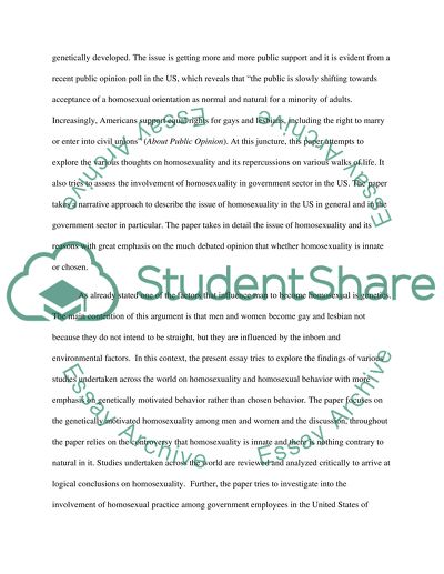 Inclusion of Homosexuals in Government Service