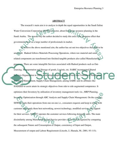 Enterprise Resource Planning Research Paper