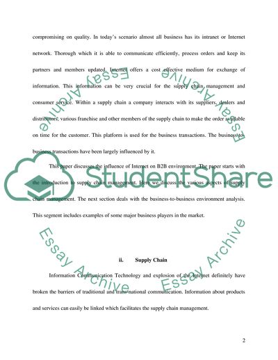 Business-To-Business: Processes of Supply Chain