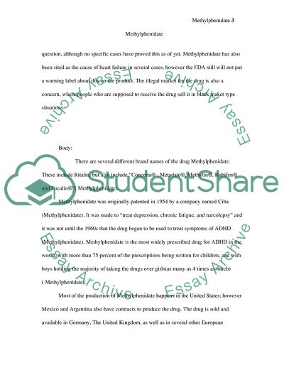 Methylphenidate (Ritalin) Drug