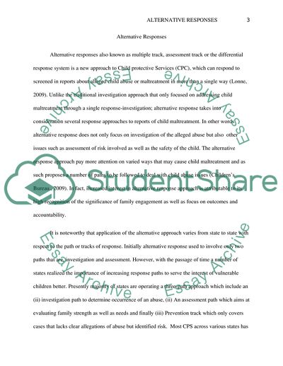 Alternative Responses to Child Protective Agencies