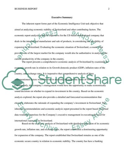 Comprehensive Economic Analysis of Switzerland