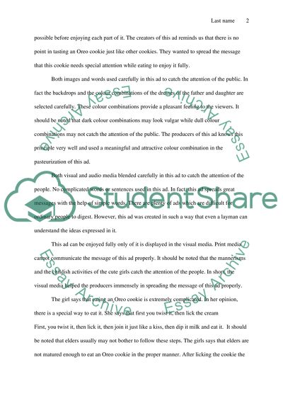 Visual Elements of Arguments in Oreo French Ad