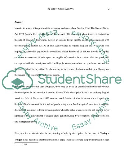 The Sale of Goods Act 1979