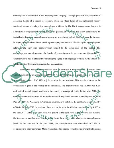 Manitoba unemployment rate forecast
