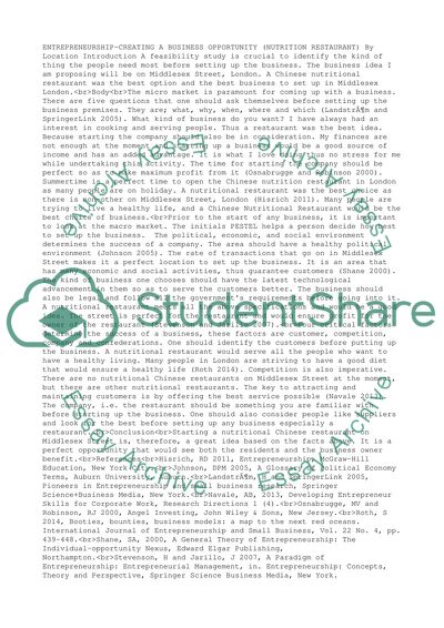 Entrepreneuship-creating a business opportunity(nutrition restaurant)