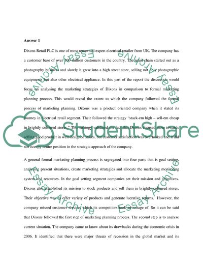 Marketing Strategy at Dixons Retail PLC