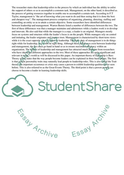 Leadership and Management as Some of the Most Important Aspects of the Organizational Structure