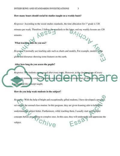 Interviews and Standards Investigation