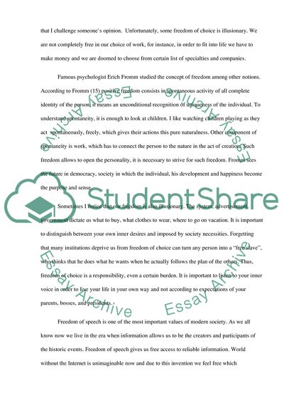 Personal Definition of the Word Freedom