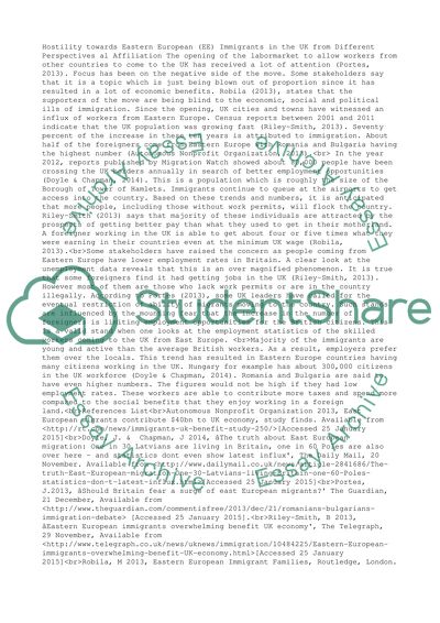 HOSTILITY TOWARDS EASTERN EUROPEAN (EE) IMMIGRANTS IN THE UK FROM DIFFERENT PERSPECTIVES