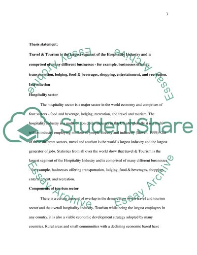 Travel and Tourism: the Largest Segment of the Hospitality Industry