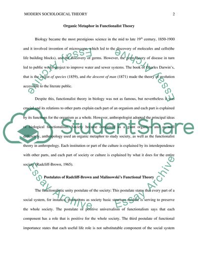 Organic Metaphor in Functionalist Theory