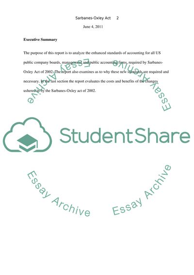 Adoption of Sarbanes-Oxley Act of 2002 as an Important Piece of Legislation