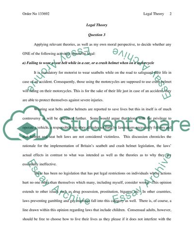 Applying Relevant Legal Theories and Moral Perspectives