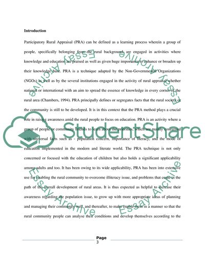 Participatory Rural Appraisal