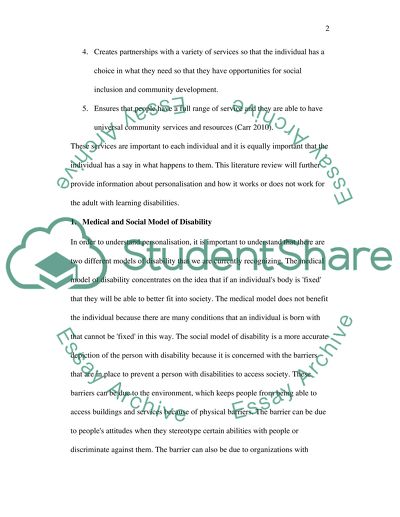 An Evaluation of the Personalisation Agenda and the effect on Adults with Learning Disabilities