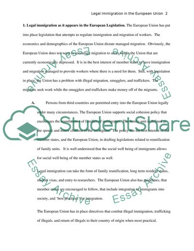 Legal Immigration in the European Union