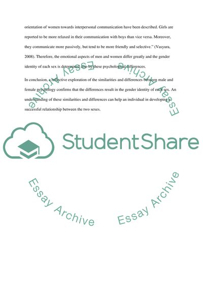 Male and female psychology ( similarities and differencess between them )
