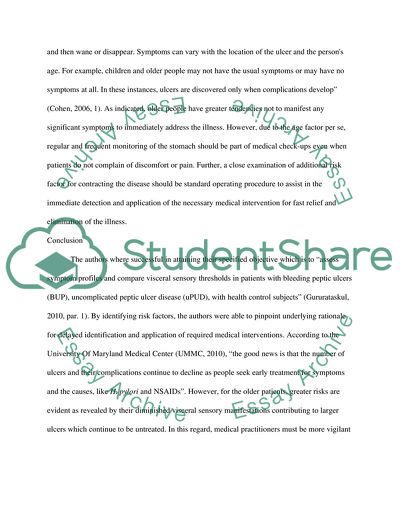 Clinical Manifestations of Complicated and Uncomplicated Peptic Ulcer