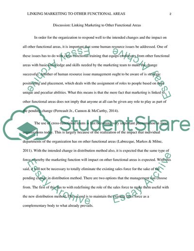 Discussion: Linking Marketing to Other Functional Areas