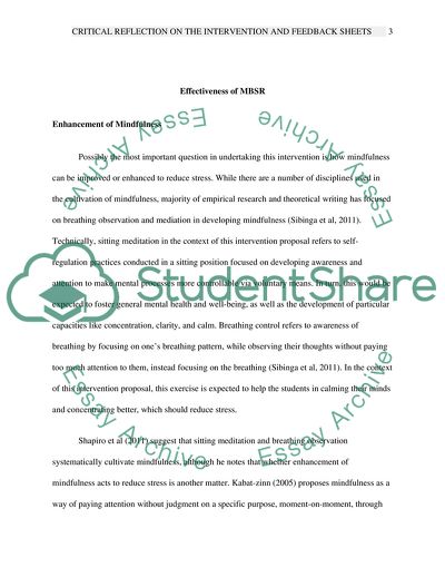 Critical Reflection on the Intervention