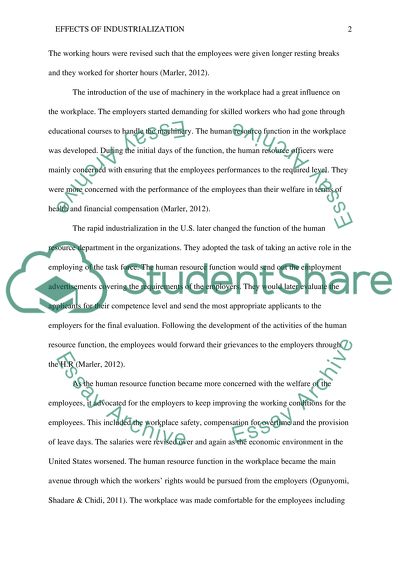 Effects of Industrialization Effects on the Workplace