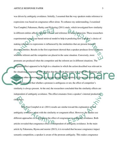 Response Article about Gender Congruence Effect