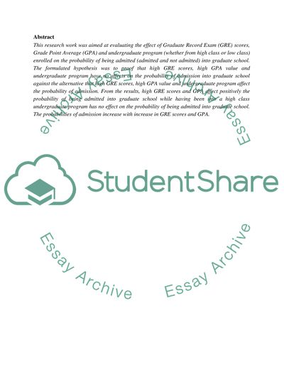 Evaluating the Effect of Graduate Record Exam Scores