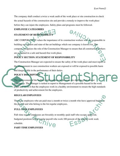 Safety Program for Employees