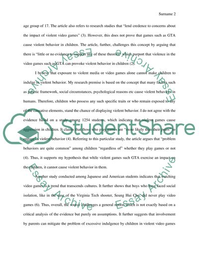 Grand Theft Auto - the Impact of Violent Games on Children