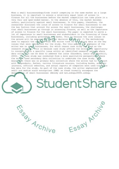 Access to Finance for Small Businesses