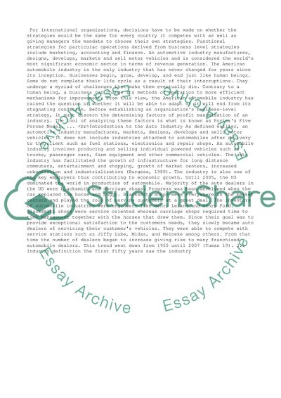 Porters Five Forces Model to American Automotive Industry