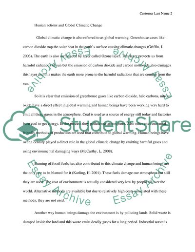 Global Climate Change: A Consequence of Human Activity