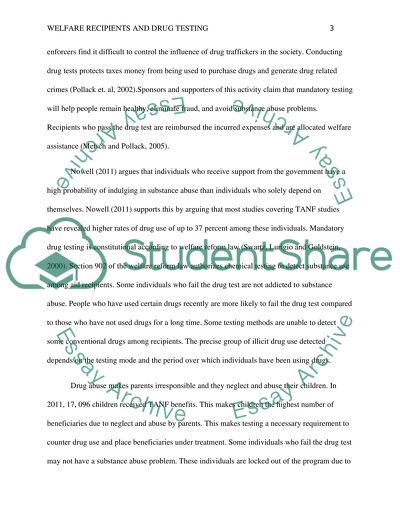 Welfare recipients and drug testing