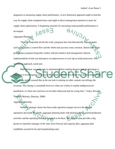 Supply Chain Management and Aggregate Planning