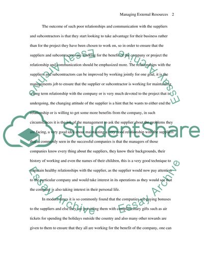 Management of External Resources