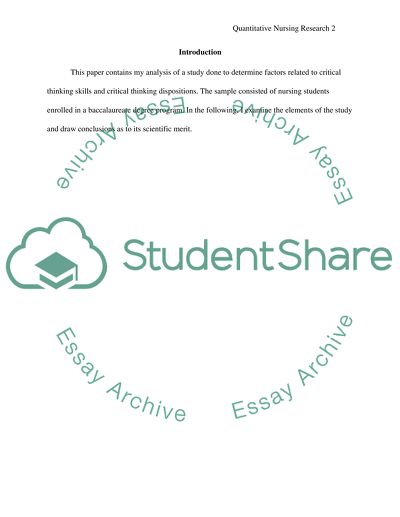 Quantitative Nursing Analysis