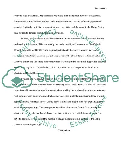 Compare and Contrast the development of slavery in the US to the development