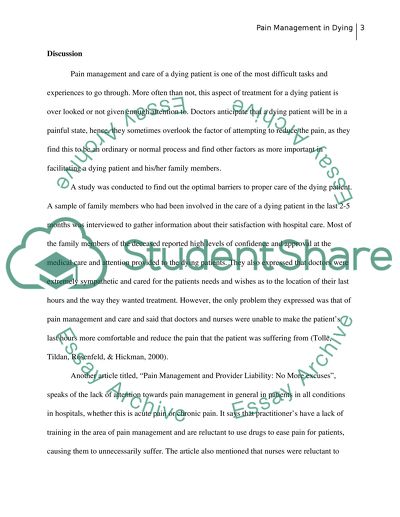 Pain Management in Dying