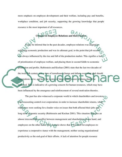 Significant Factors that Lead to Changes in Employee Relations