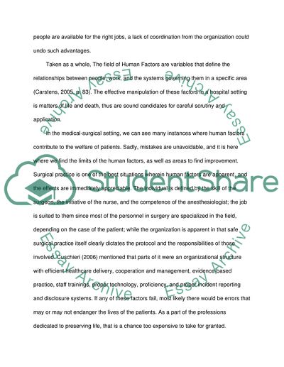 Human Factors in the Delivery of Quality Care