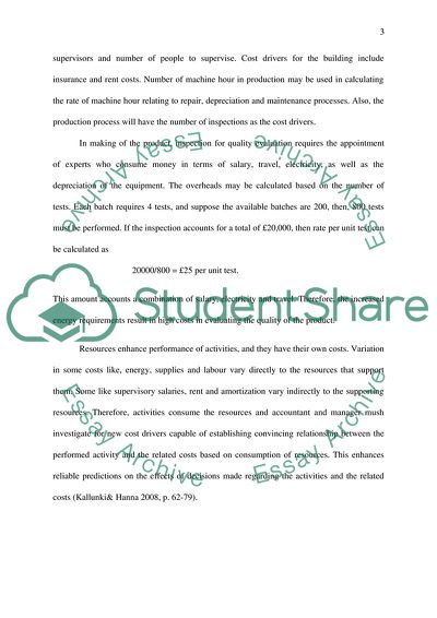 Management Accounting & Activity Based Costing