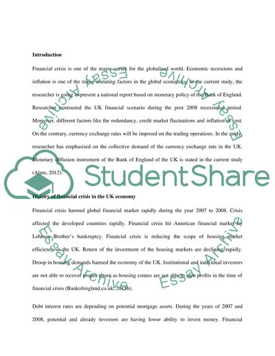 Country report on the monetary policy of a central bank in the UK