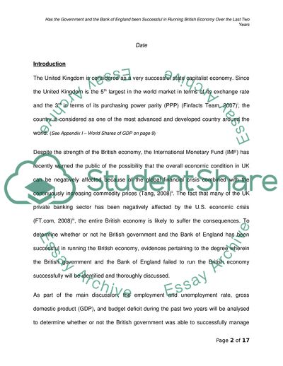 Has the Government and the Bank of England Been Successful in Running British Economy