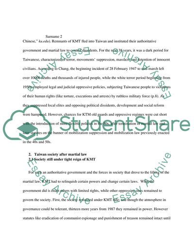 Aiwan Society after Martial Law in 1987